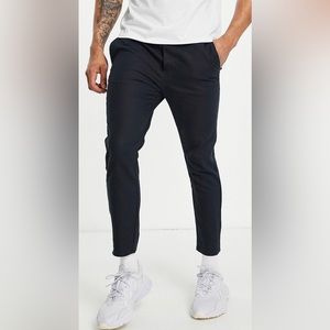 Only & Sons tapered linen mix crop pants in navy Size - men’s M